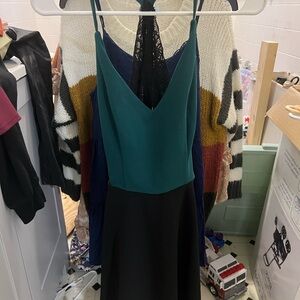 Elegant Green and Black Women's Dress